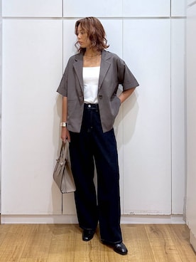 「GLOBAL WORK（グローバルワーク）のアイテム（テーラードジャケット）」を使った、ココさん（レディース・165cm）の夏コーディネート