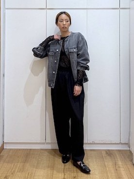 「アイテム（デニムジャケット）」を使った、ココさん（レディース・165cm・30代）の秋コーディネート
