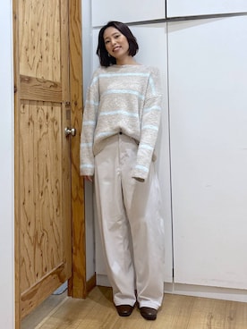 「アイテム（ピアス（両耳用））」を使った、ココさん（レディース・165cm）の秋コーディネート