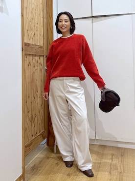 「アイテム（キャップ）」を使った、ココさん（レディース・165cm）の冬コーディネート