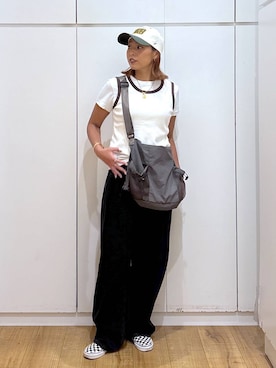 「GLOBAL WORK（グローバルワーク）のサイドメッシュショルダートート/490260（トートバッグ）」を使った、ココさん（レディース・165cm）の夏コーディネート
