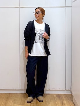 「GLOBAL WORK（グローバルワーク）のGOODデニムバギーパンツ/498388（デニムパンツ）」を使った、ココさん（レディース・165cm）の秋コーディネート