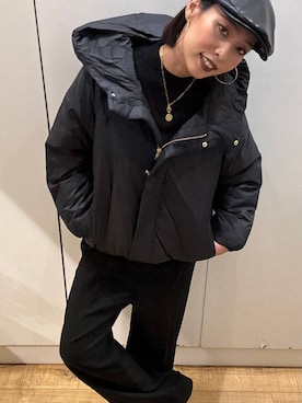 「GLOBAL WORK（グローバルワーク）のエアリュクスダウンフードブルゾン/495695（ダウンジャケット/コート）」を使った、ココさん（レディース・165cm）の秋コーディネート