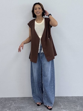 「GLOBAL WORK（グローバルワーク）のGOODデニムバレルCOOL/627009（デニムパンツ、ブルー系）」を使った、ココさん（レディース・165cm）の春コーディネート