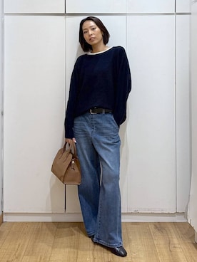 「GLOBAL WORK（グローバルワーク）のふわふわHugmeドルマンプルオーバー/595406（ニット/セーター）」を使った、ココさん（レディース・165cm）の秋コーディネート