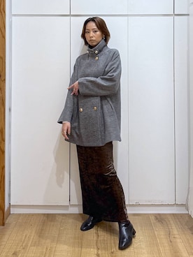 「アイテム（チェスターコート）」を使った、ココさん（レディース・165cm）の秋コーディネート
