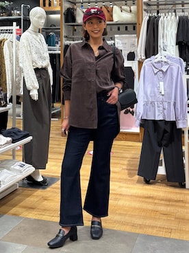 「GLOBAL WORK（グローバルワーク）のアイテム（キャップ）」を使った、ココさん（レディース・165cm）の秋コーディネート