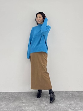 「体型カバー」｜「アイテム（アクセサリー）」を使った、ココさん（レディース・165cm）の冬コーディネート