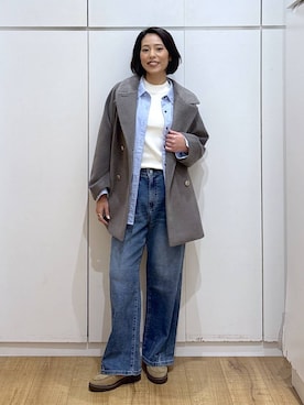 「アイテム（チェスターコート）」を使った、ココさん（レディース・165cm）の秋コーディネート