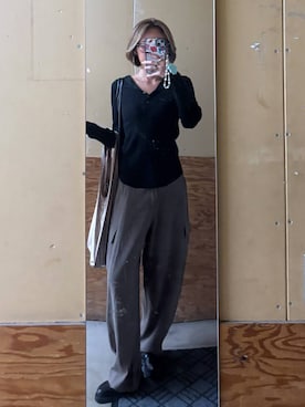 「GLOBAL WORK（グローバルワーク）のアイテム（パンツ）」を使った、ココさん（レディース・165cm）の秋コーディネート