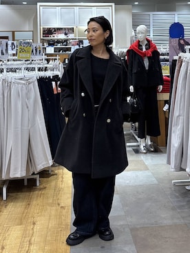 「アイテム（チェスターコート）」を使った、ココさん（レディース・165cm）の秋コーディネート