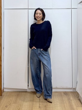 「GLOBAL WORK（グローバルワーク）のアイテム（ピアス（両耳用））」を使った、ココさん（レディース・165cm）の冬コーディネート