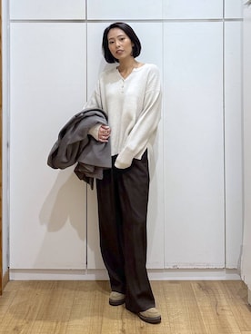 「アイテム（チェスターコート）」を使った、ココさん（レディース・165cm）の秋コーディネート