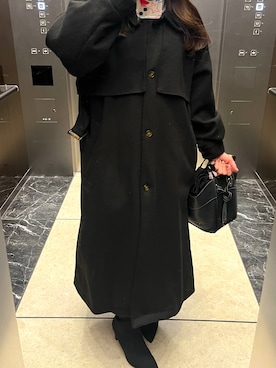 「AS KNOW AS plus（アズノゥアズプラス）のアイテム（ステンカラーコート）」を使った、🦷さん（レディース・154cm）の冬コーディネート