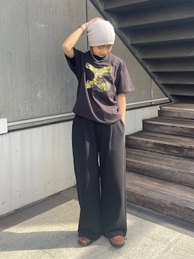 「アイテム（ニットキャップ/ビーニー、グレー系）」を使った、さなさん（レディース・160cm）の冬コーディネート