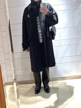 「アイテム（ブローチ/コサージュ）」を使った、shiroさん（メンズ・166cm）の冬コーディネート