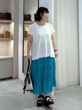 「Elura（エルーラ）のライトチョーカー/632926（ネックレス、シルバー系）」を使った、yamapii3さん（レディース・150cm）の夏コーディネート