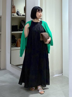 「Elura（エルーラ）のクリンクルボイルワンピース/621797（ワンピース、ブラック系）」を使った、yamapii3さん（レディース・150cm）の春コーディネート