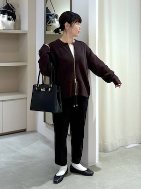 「Elura（エルーラ）の≪イージーケア≫サマ見えリラクシーテーパ－ド〈低身長サイズあり〉/582758（その他パンツ、ブラック系）」を使った、yamapii3さん（レディース・150cm）の春コーディネート