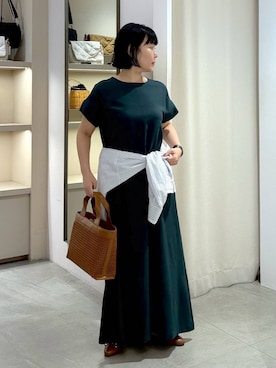 「Elura（エルーラ）のビットパンプス/633014（パンプス、ブラウン系）」を使った、yamapii3さん（レディース・150cm）の夏コーディネート