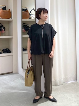 「Elura（エルーラ）の【Sapofeet（サポフィート）】フラットパンプス／250693（パンプス）」を使った、yamapii3さん（レディース・150cm・30代）の夏コーディネート