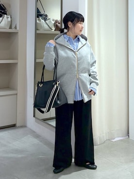 「Elura（エルーラ）のサマ見えリラクシーセミワイドパンツ/580458（その他パンツ、ブラック系）」を使った、yamapii3さん（レディース・150cm）の春コーディネート