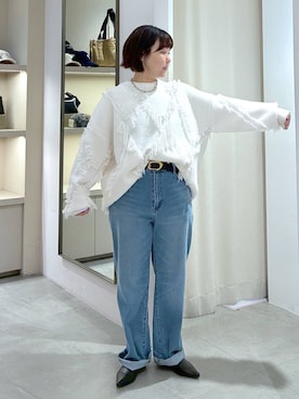 「Elura（エルーラ）のフリンジニット/621802（ニット/セーター）」を使った、yamapii3さん（レディース・150cm）の秋コーディネート