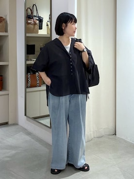 「Elura（エルーラ）のラメタンクトップ／105302（Tシャツ/カットソー、ホワイト系）」を使った、yamapii3さん（レディース・150cm）の夏コーディネート