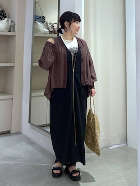 「Elura（エルーラ）のミドルチェーンマグネットネックレス/611608（ネックレス、ゴールド系）」を使った、yamapii3さん（レディース・150cm）の春コーディネート