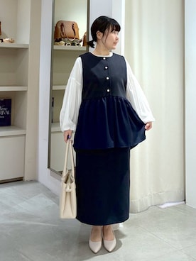 「Elura（エルーラ）の【Sapofeet（サポフィート）】ヒールパンプス／250691（パンプス、ベージュ系）」を使った、yamapii3さん（レディース・150cm）の春コーディネート