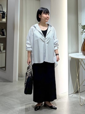 「Elura（エルーラ）のビットパンプス/633014（パンプス、ブラック系）」を使った、yamapii3さん（レディース・150cm）の夏コーディネート