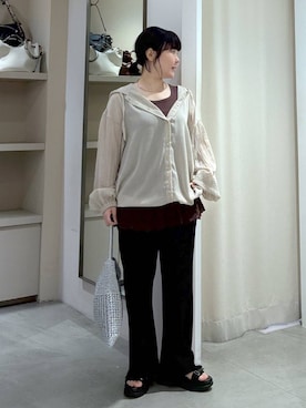 「Elura（エルーラ）の裾レースタンク/605388（タンクトップ、ブラウン系）」を使った、yamapii3さん（レディース・150cm）の春コーディネート