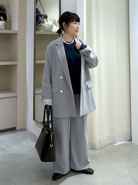 「Elura（エルーラ）のVカットスクエアフラットシューズ/597583（パンプス、ブラック系）」を使った、yamapii3さん（レディース・150cm）の春コーディネート