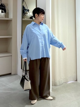 「Elura（エルーラ）のサマ見えリラクシーセミワイドパンツ/580458（その他パンツ、ブラウン系）」を使った、yamapii3さん（レディース・150cm）の春コーディネート