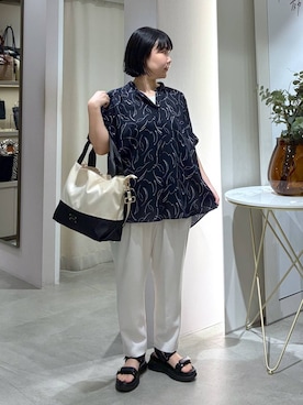 「Elura（エルーラ）のラメタンクトップ／105302（Tシャツ/カットソー、ホワイト系）」を使った、yamapii3さん（レディース・150cm）の夏コーディネート