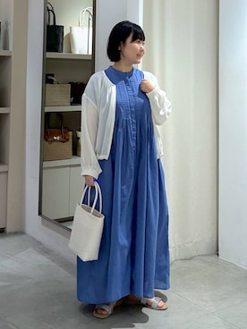 「Elura（エルーラ）のクリンクルボイルワンピース/621796（ワンピース、ブルー系）」を使った、yamapii3さん（レディース・150cm）の夏コーディネート