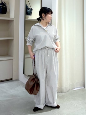 「Elura（エルーラ）のVカットスクエアフラットシューズ/597583（パンプス、ブラウン系）」を使った、yamapii3さん（レディース・150cm）の春コーディネート