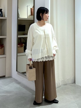 「Elura（エルーラ）の裾レースタンク/605388（タンクトップ、ホワイト系）」を使った、yamapii3さん（レディース・150cm）の夏コーディネート