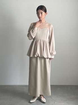 「アイテム（ドレス）」を使った、momokaさん（レディース・158cm）の秋コーディネート