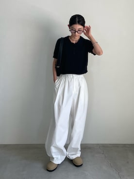 「アイテム（スリッポン）」を使った、momokaさん（レディース・158cm）の夏コーディネート