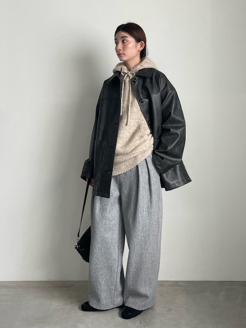 セール】ステンカラーフェイクレザージャケット（ステンカラーコート