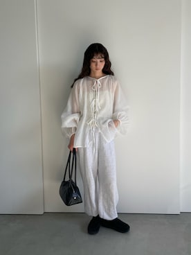 「select MOCA by son（セレクトモカバイソン）のアイテム（シャツ/ブラウス）」を使った、momokaさん（レディース・158cm）の冬コーディネート