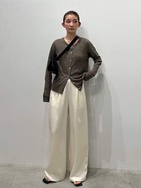 「select MOCA（セレクトモカ）の【UVカット】クールタッチシアーカーディガン（カーディガン/ボレロ、グレー系）」を使った、momokaさん（レディース・158cm）の夏コーディネート