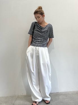 「select MOCA（セレクトモカ）の【定番】フェイクレザーミニホーボーバッグ≪軽量250g≫（ハンドバッグ）」を使った、momokaさん（レディース・158cm）の夏コーディネート