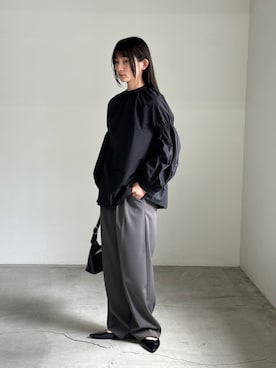 「select MOCA by son（セレクトモカバイソン）のボリュームギャザースリーブブラウス（シャツ/ブラウス）」を使った、momokaさん（レディース・158cm）の夏コーディネート