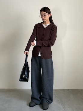 「ニットカーディガン」｜momokaさん（レディース・158cm）の秋コーディネート