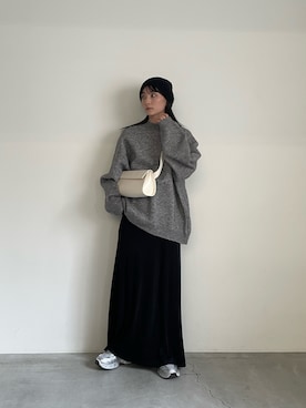 「select MOCA by son（セレクトモカバイソン）のアイテム（ニット/セーター）」を使った、momokaさん（レディース・158cm）の秋コーディネート