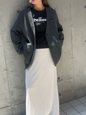 「select MOCA（セレクトモカ）のアイテム（ノーカラージャケット）」を使った、momokaさん（レディース・158cm）の夏コーディネート