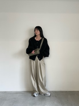 「select MOCA by son（セレクトモカバイソン）のボリュームスリーブオーバーカーディガン（カーディガン/ボレロ）」を使った、momokaさん（レディース・158cm）の秋コーディネート