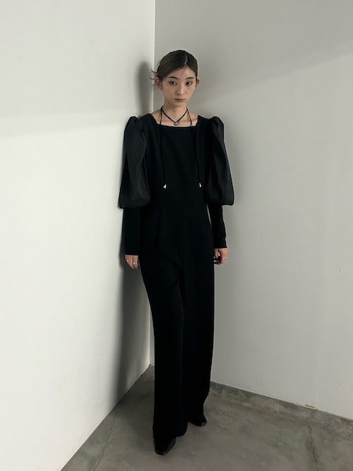 シクラス　オールインワン　オーバーオール　つなぎ　パフスリーブ　コンビネゾン　黒 シクラスオールインワンオーバーオールつなぎパフスリーブ